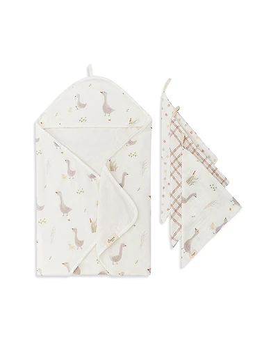 Crane Baby Unisex Charlie Hooded Towel & Wash Cloths Set