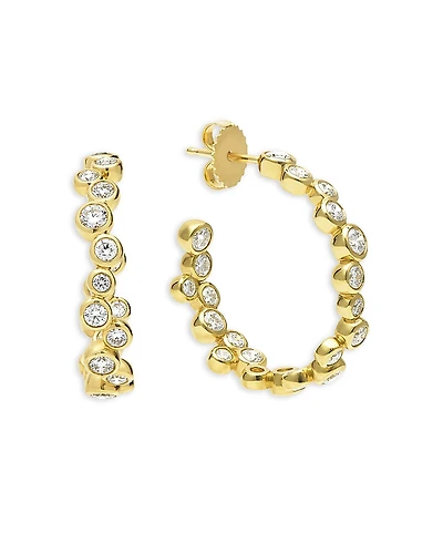 Lagos 18K Yellow Gold Fizz Diamond Bezel Inside Out Hoop Earrings