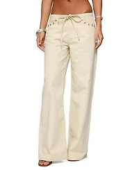 Edikted Grommet Tie Waist Low Rise Colored Wash Jeans