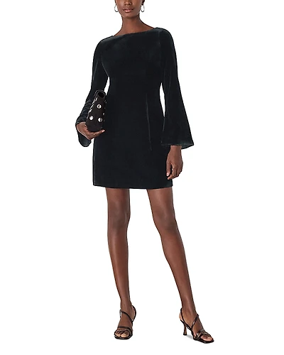 Whistles Velvet Flare Sleeve Dress