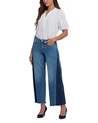Nydj Teresa High Rise Contrast Panel Wide Leg Jeans