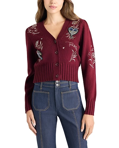 Cinq a Sept Heritage Rose Embroidered Cardigan