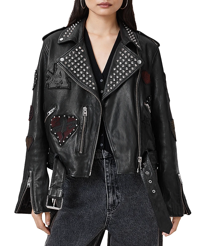 Allsaints Leather College Biker Jacket