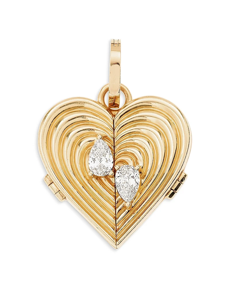 Adina Reyter 14K Yellow Gold Lab Grown Diamond Pear Groovy Locket Charm Pendant