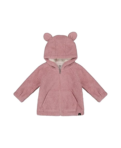 Deux par Girls' Hooded Full Zip Cat Plush Jacket - Baby
