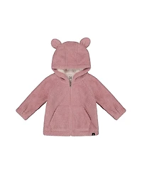 Deux par Girls' Hooded Full Zip Cat Plush Jacket - Baby