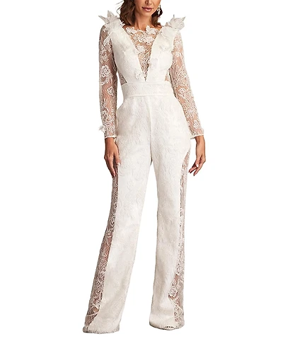Tadashi Shoji Enger 3D Floral Embroidered Jumpsuit