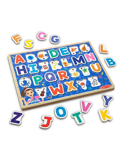Melissa & Doug Ms. Rachel Wooden Phonics Alphabet Sound Puzzle with Light-Activated Sound Effect - Ages 2+