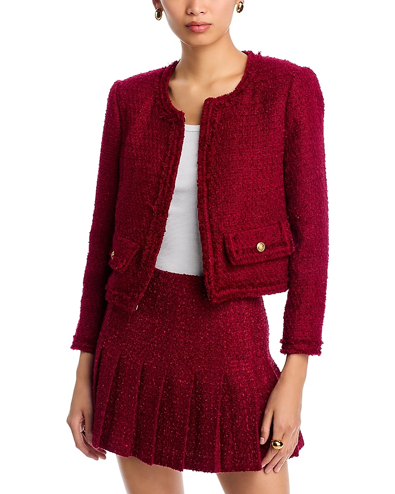 Alice and Olivia Landon Cropped Tweed Jacket