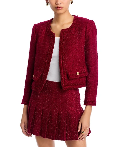 Alice and Olivia Landon Cropped Tweed Jacket