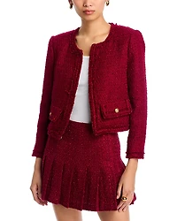 Alice and Olivia Landon Cropped Tweed Jacket
