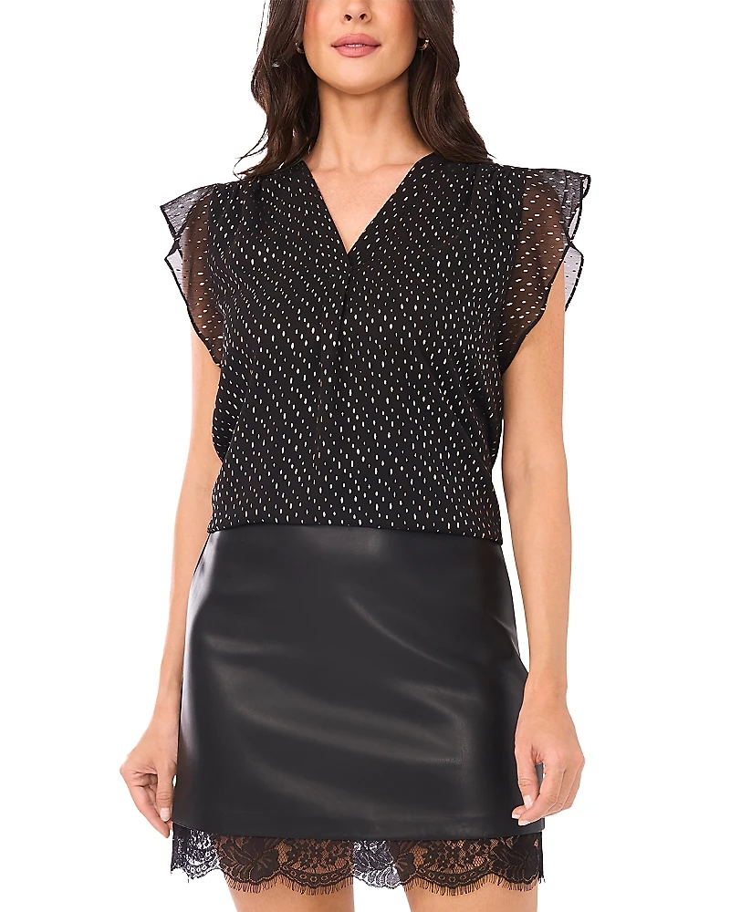 Vince Camuto V Neck Ruffle Sleeve Blouse