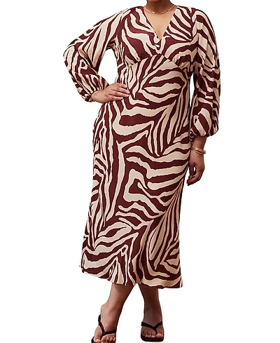 Live Unlimited Animal Stripe Long Sleeve Dress