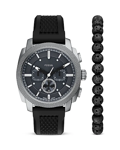 Fossil Machine Chronograph Black Silicone Watch, 44mm