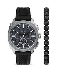 Fossil Machine Chronograph Black Silicone Watch, 44mm