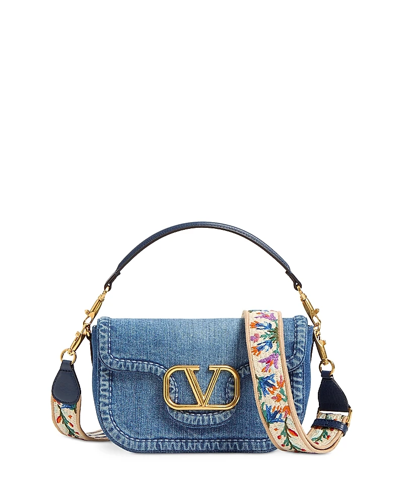 Valentino Garavani Alltime VLogo Denim Convertible Shoulder Bag
