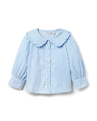 Janie and Jack Girls' Striped Ruffle Collar Top - Little Kid, Big Kid