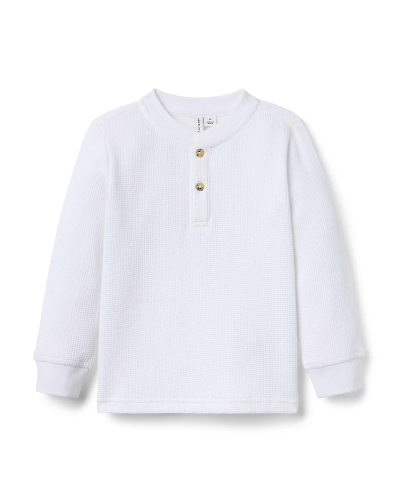 Janie and Jack Boys' Textured Waffle Henley Tee - Baby, Little Kid, Big Kid