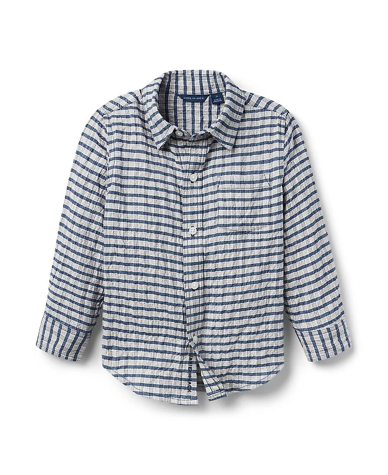 Janie and Jack Boys' Striped Seersucker Twill Shirt - Little Kid, Big Kid
