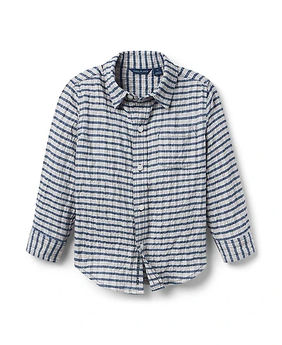 Janie and Jack Boys' Striped Seersucker Twill Shirt - Little Kid, Big Kid