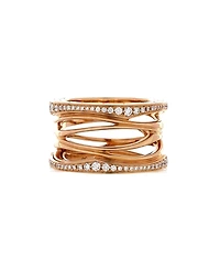 Pre-Owned Bvlgari B. Zero1 Design Legend Zaha Hadid Four Band Ring 18K Rose Gold with Diamonds