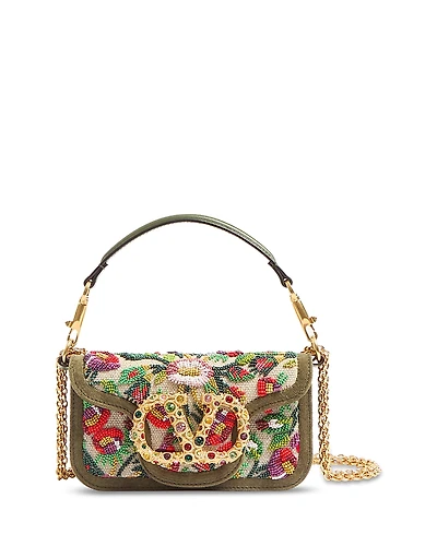 Valentino Garavani Loco Small VLogo Flower Beaded Convertible Shoulder Bag