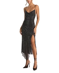 Alice and Olivia Harmony Embellished Draped Midi Dress