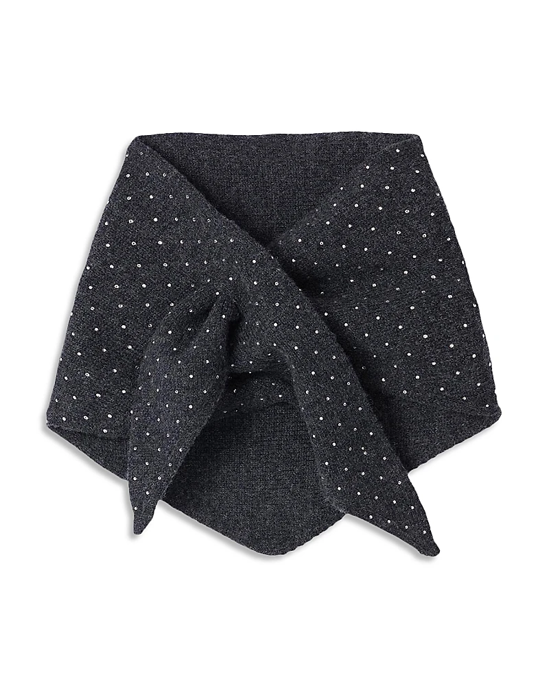 Sandro Rhinestone Knit Triangular Scarf