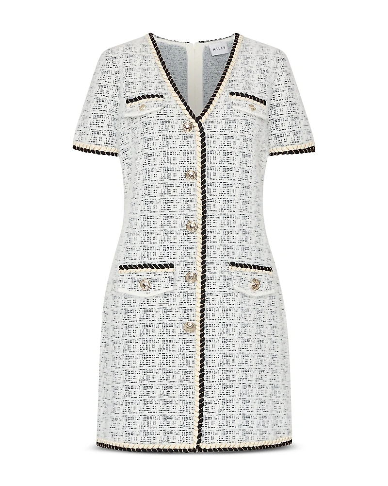 Milly Braided V-Neck Mini Dress