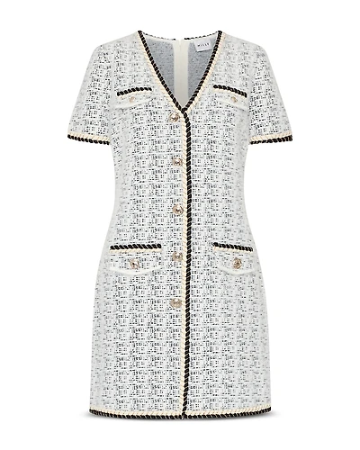 Milly Braided V-Neck Mini Dress