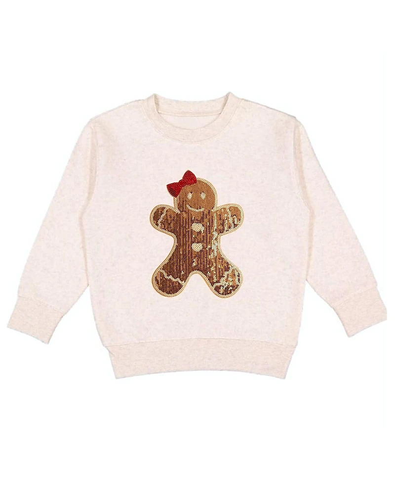 Sweet Wink Girls' Gingerbread Sequin Patch Christmas Sweatshirt