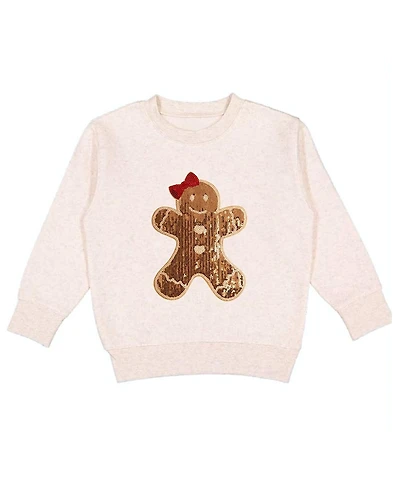 Sweet Wink Girls' Gingerbread Sequin Patch Christmas Sweatshirt