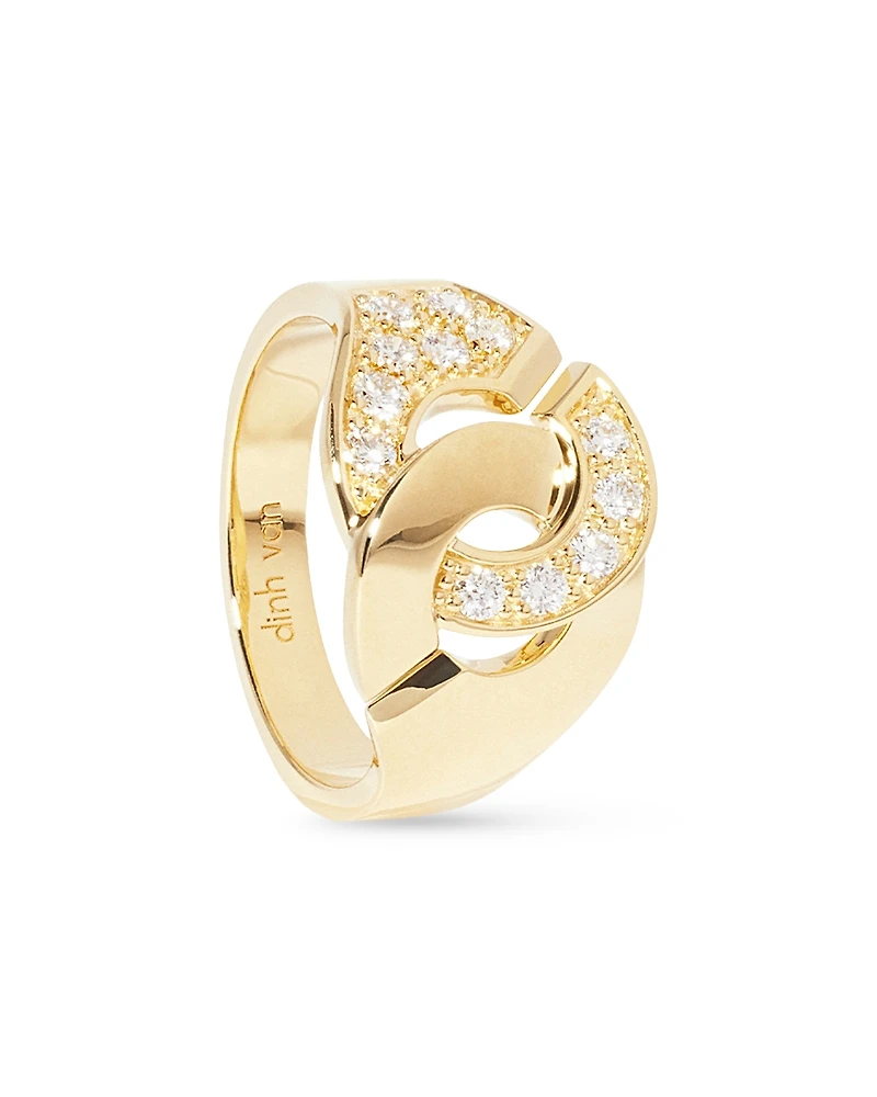 Dinh Van 18K Yellow Gold Menottes Dinh Van Diamond Handcuff Statement Ring