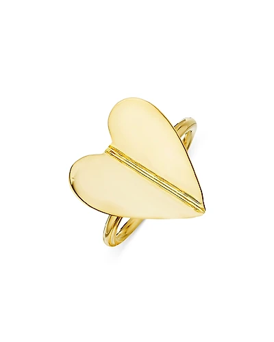 Cadar 18K Yellow Gold Endless Wings of Love Folded Heart Ring