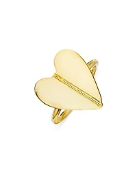Cadar 18K Yellow Gold Endless Wings of Love Folded Heart Ring