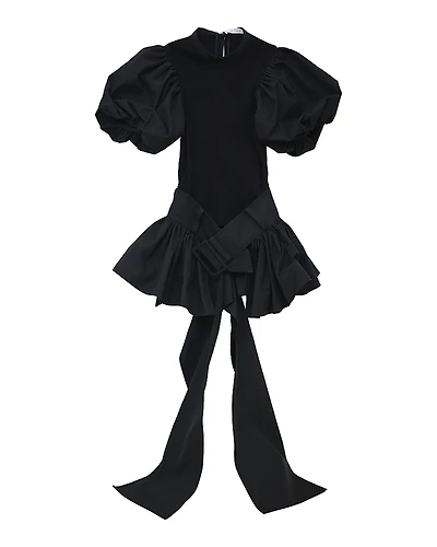 rokh Belted Flare Puff Sleeve Top