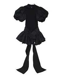 rokh Belted Flare Puff Sleeve Top