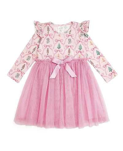 Sweet Wink Girls' Nutcracker Trellis Christmas Long Sleeve Tutu Dress - Little Kid, Big Kid