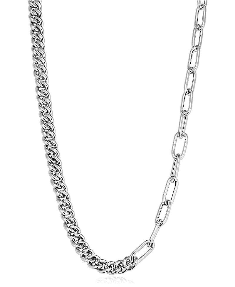 Oradina Sterling Silver Curb Clip Link Connector Clasp Necklace