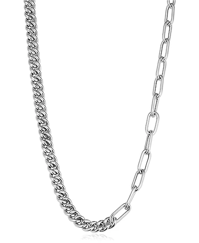 Oradina Sterling Silver Curb Clip Link Connector Clasp Necklace