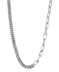Oradina Sterling Silver Curb Clip Link Connector Clasp Necklace