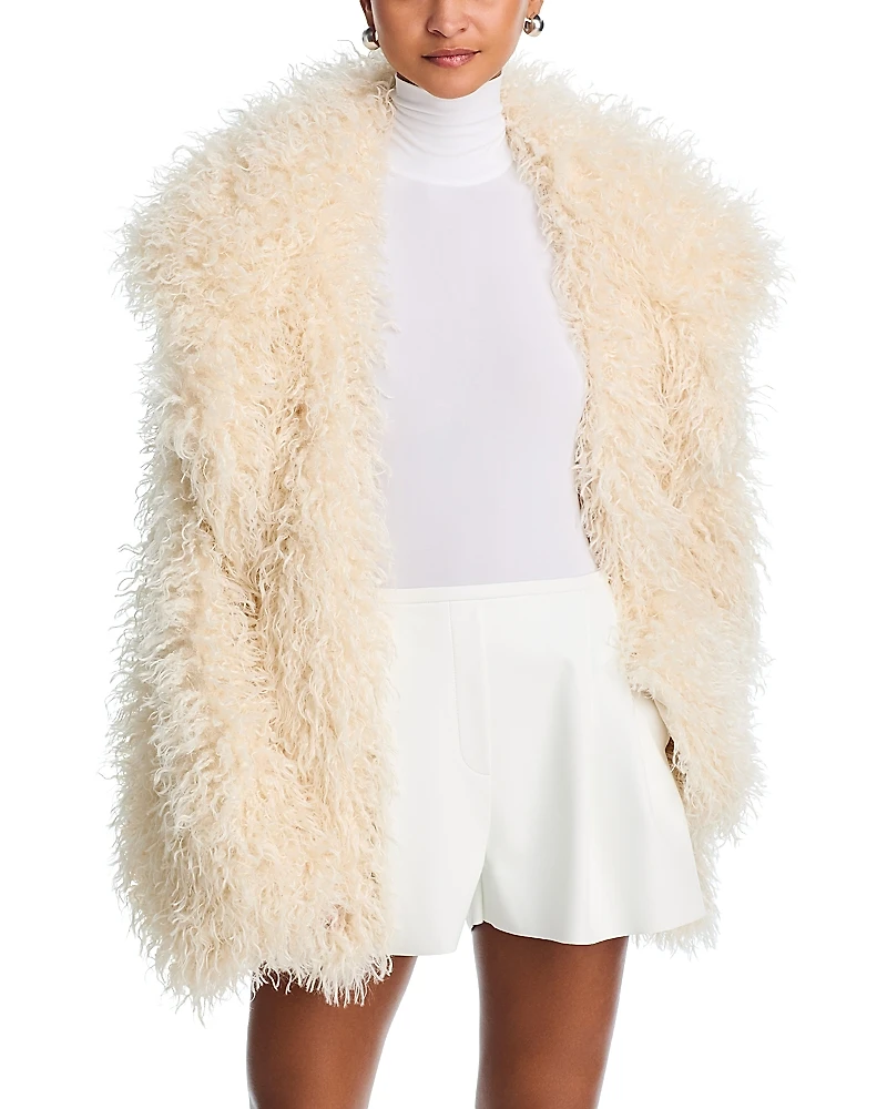 Norma Kamali Single Breasted Faux Fur Coat