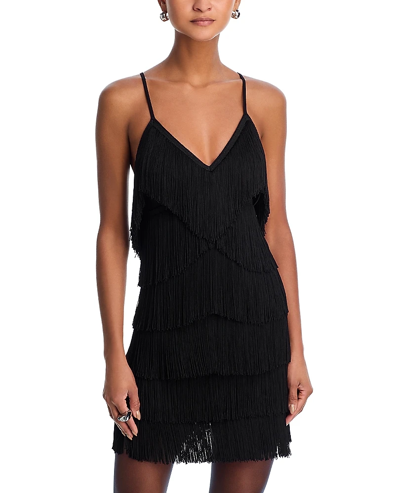 Norma Kamali Fringe Slip Mini Dress