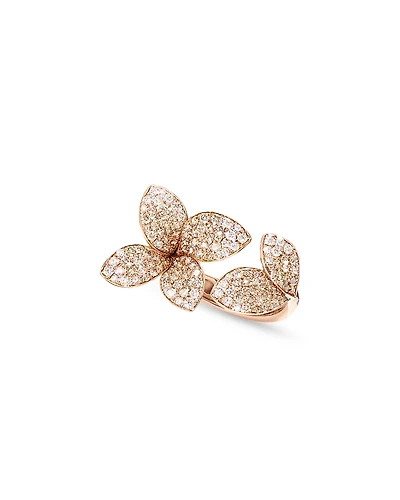 Pasquale Bruni 18K Rose Gold Giardini Segreti White & Champagne Diamond Pave Flower Cuff Ring