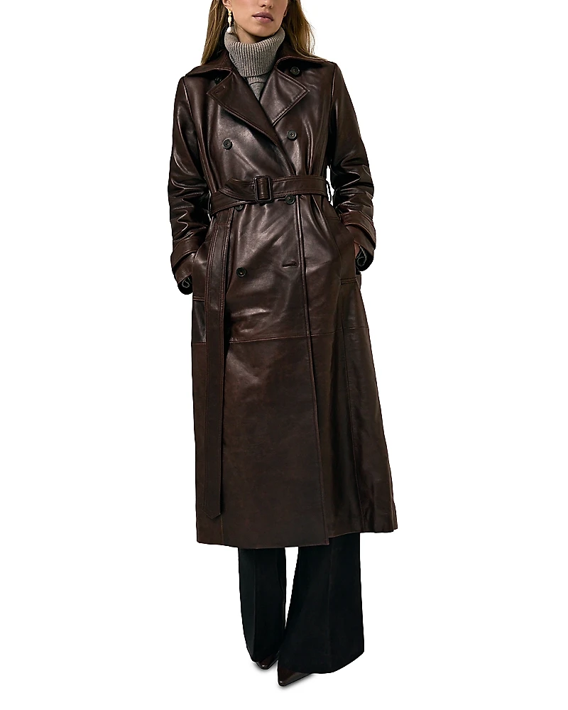 Reiss Hattie Leather Trench Coat