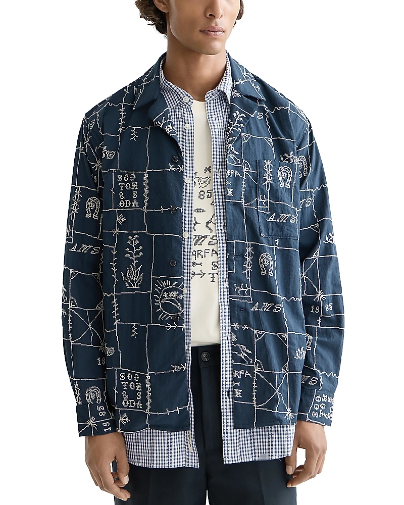 Scotch & Soda Embroidered Long Sleeve Camp Shirt