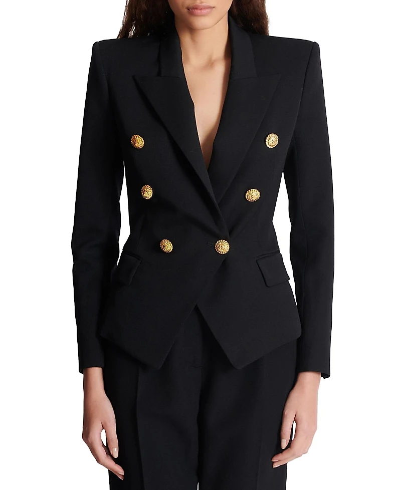 Balmain Grain De Poudre 6-Button Fitted Jacket