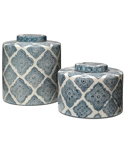 Jamie Young Oran Ceramic Decorative Canisters, Set of 2