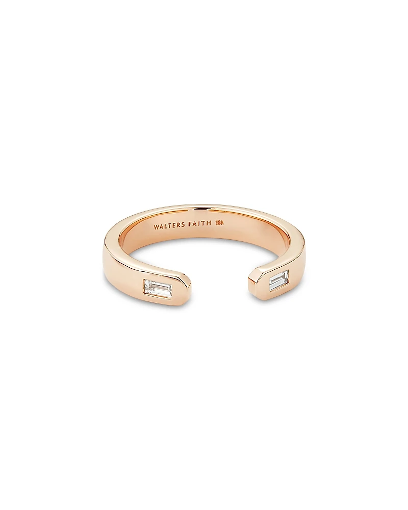 Walters Faith 18K Rose Gold Ottoline Diamond Baguette Cuff Ring