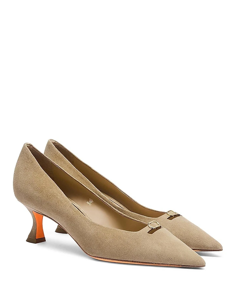 Santoni Women's Suede Mid-Heel Pump